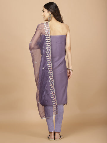 Neck Embroidered Muslin Unstitched Suit Piece With Dupatta