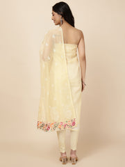 Neck Patti Cotton Blend Unstitched Suit With Dupatta