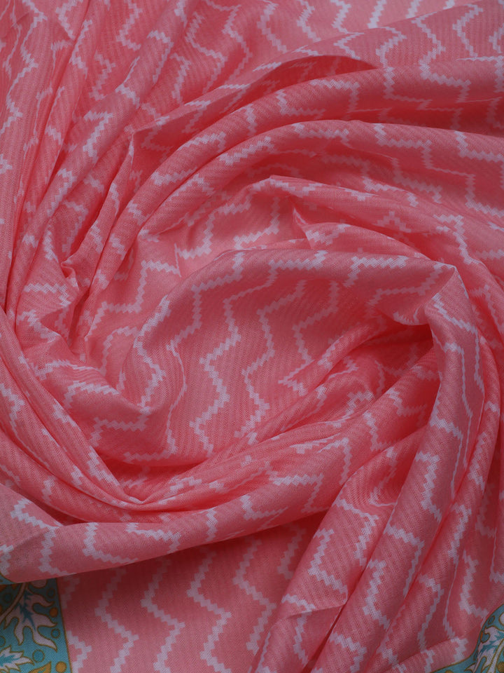 Printed Cotton Blend Unstitched Suit With Dupatta