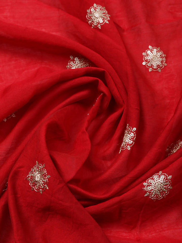 Embroidered Cotton Unstitched Suit With Pant &amp; Dupatta