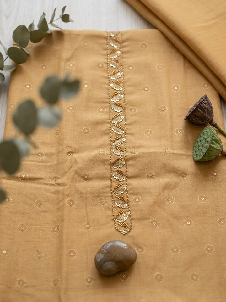 Embroidered Tissue Unstitched Suit With Pant &amp; Dupatta