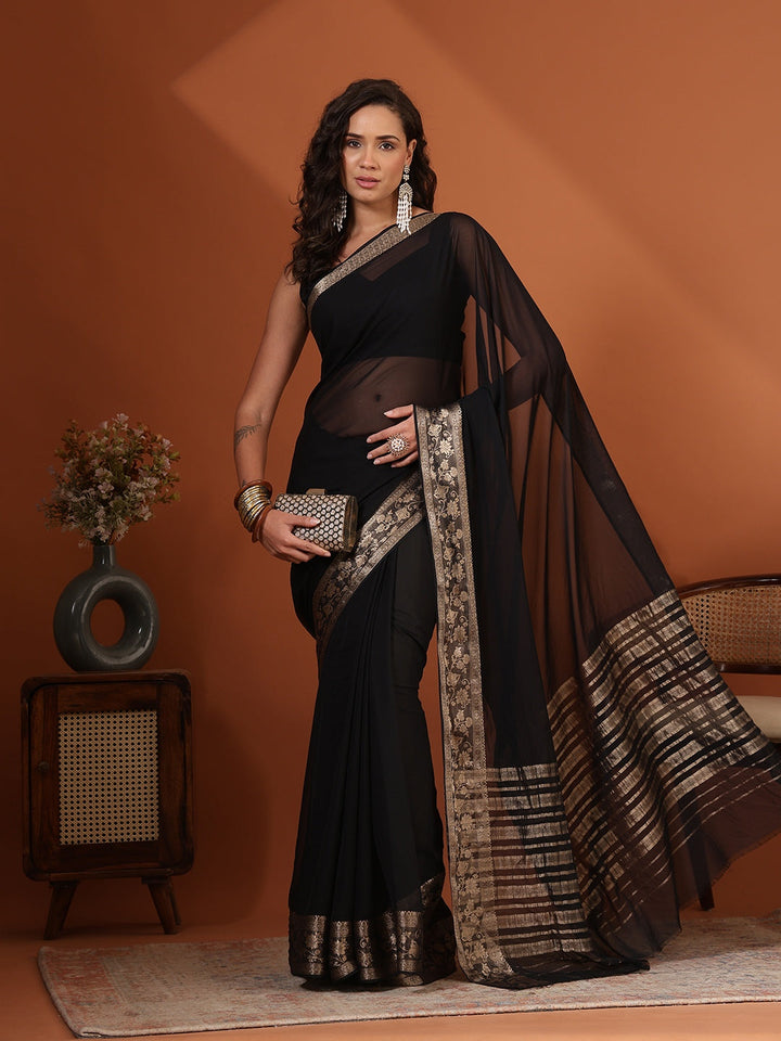 Plain Chiffon Saree
