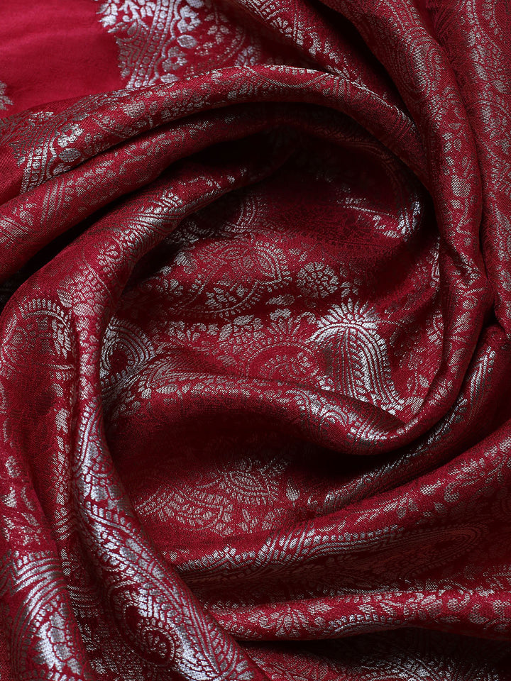 Woven Design Chanderi Unstitched Suit With Pant &amp; Dupatta