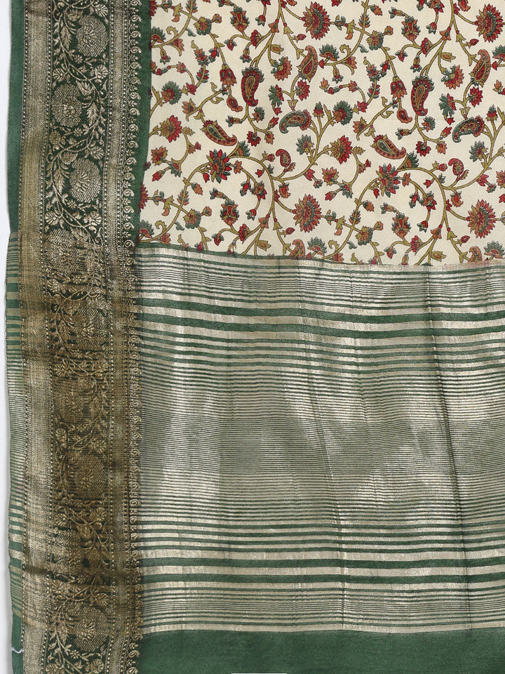 Digital Printed Cotton Blend Woven Saree