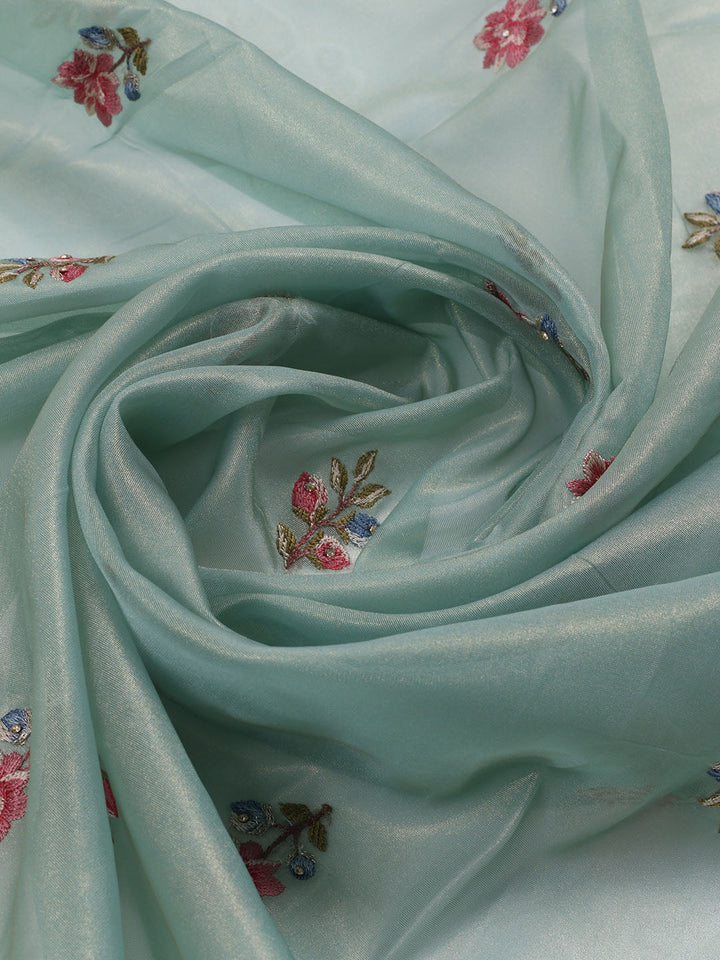 Embroidered Organza Unstitched Suit With Dupatta