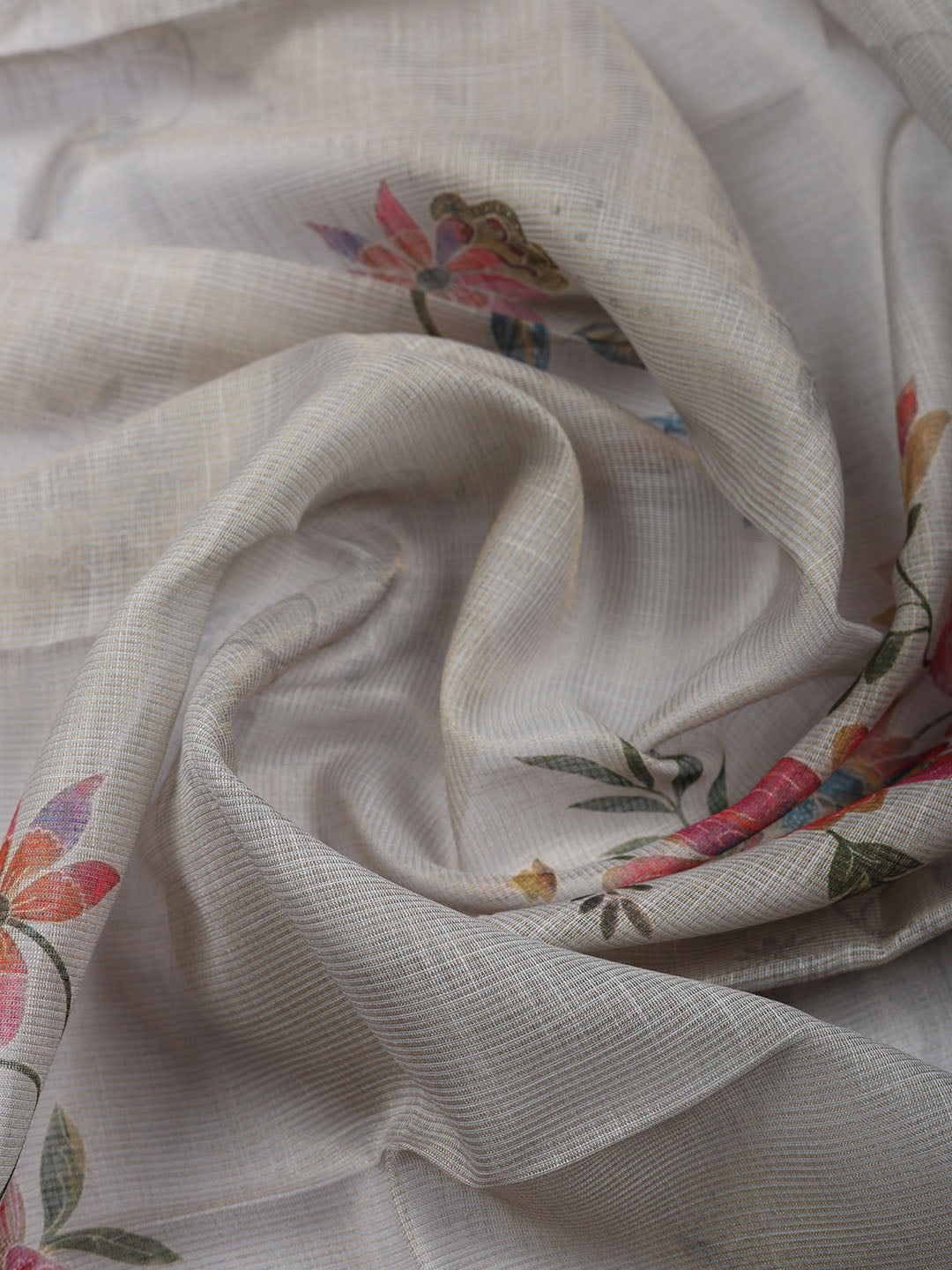 Embroidered Linen Blend Unstitched Suit With Pant Dupatta