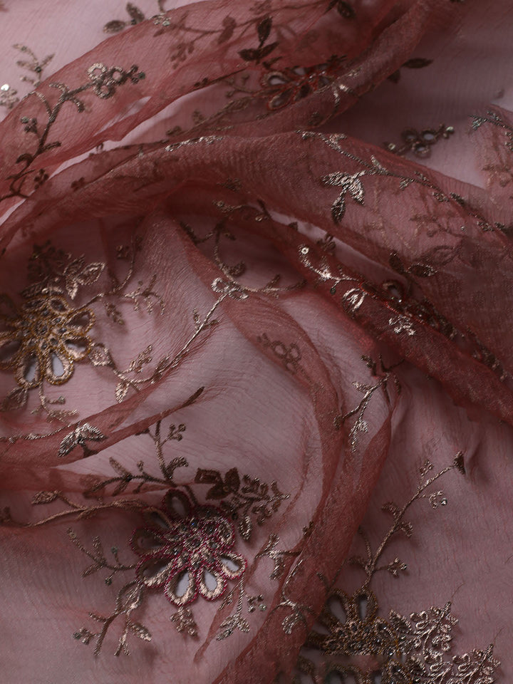 Embroidered Organza Unstitched Suit With Dupatta
