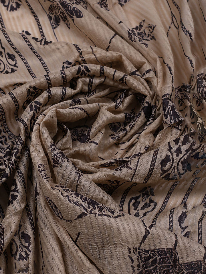 Printed Cotton Blend Unstitched Suit With Dupatta