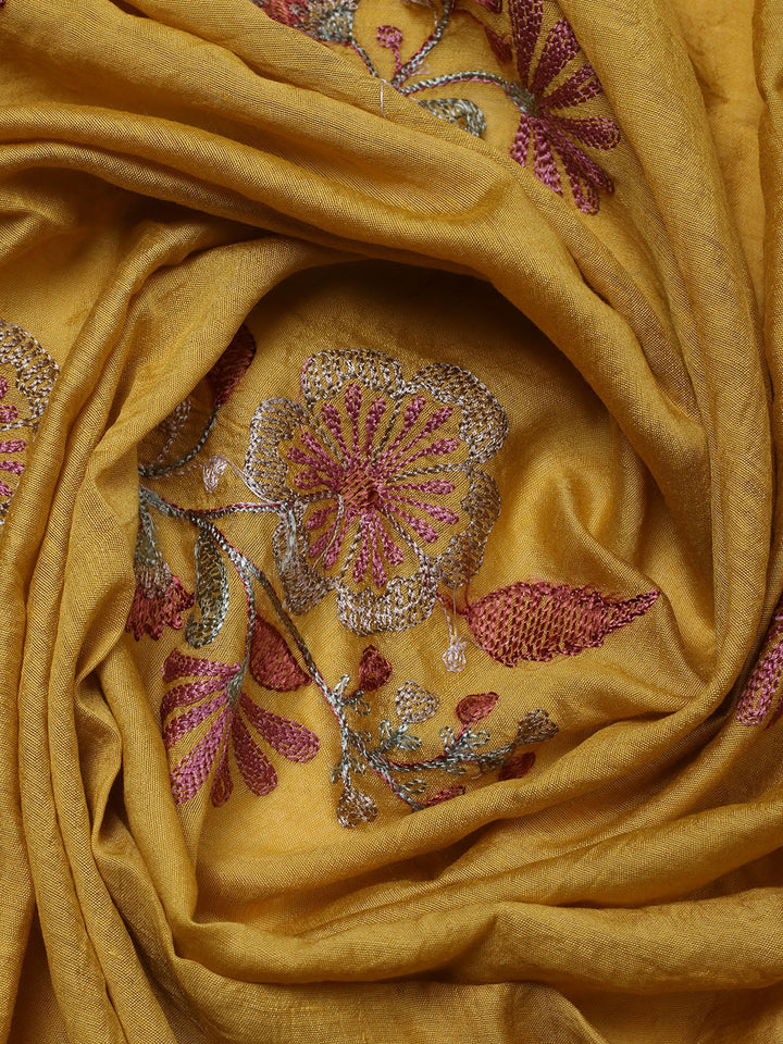 Embroidered Cotton Blend Unstitched Suit With Pant &amp; Dupatta