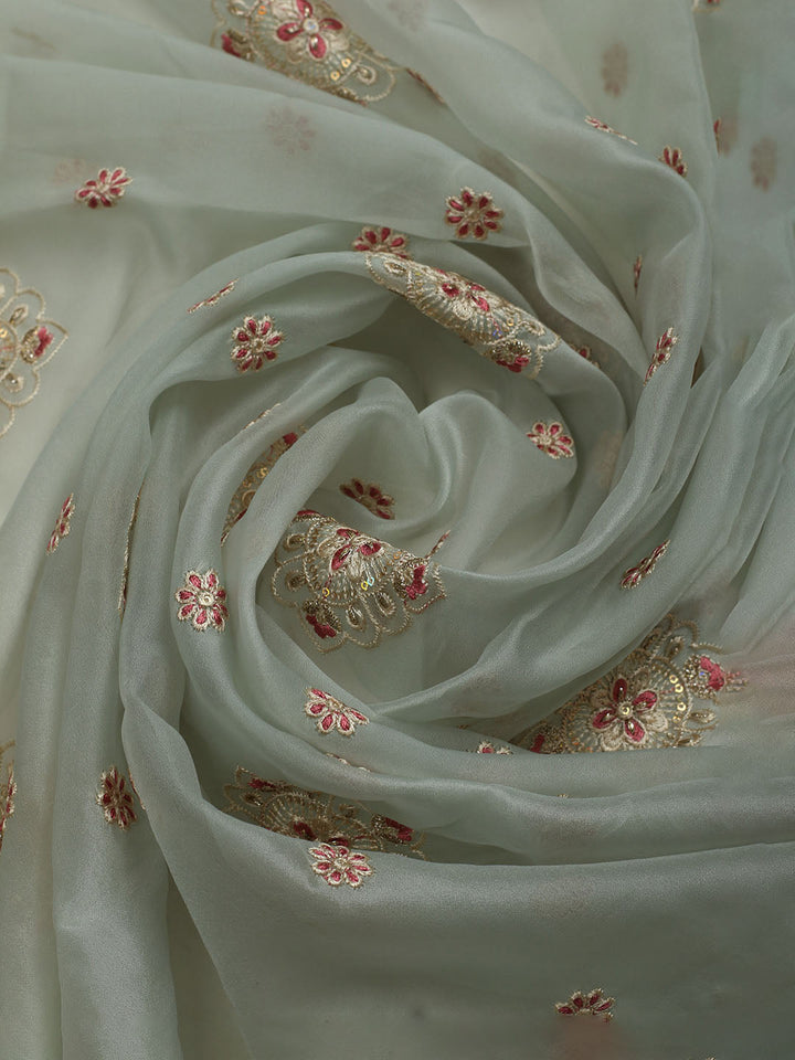 All over Embroidered Organza Unstitched Suit With Dupatta