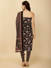 Floral Printed Cotton Unstitched Suit Piece With Dupatta