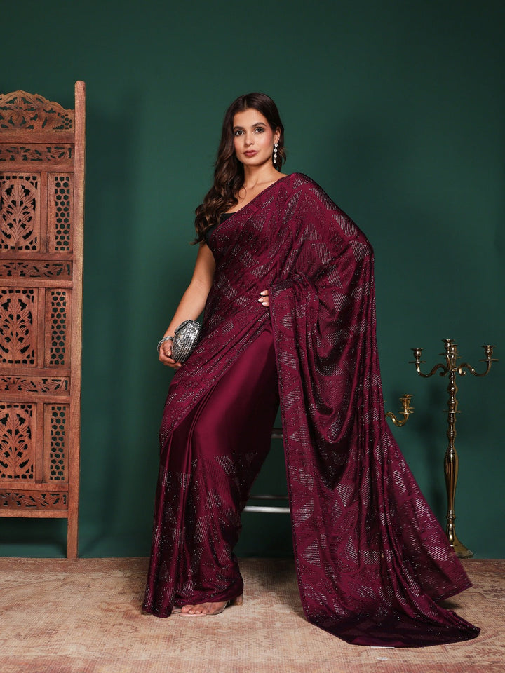 Embroidered Satin Saree