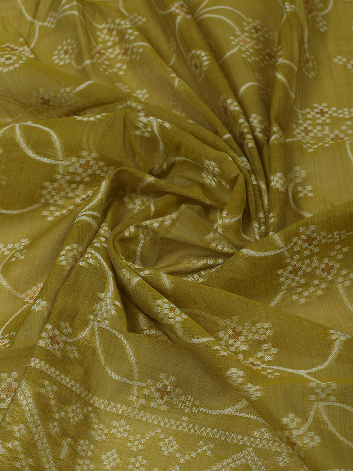 Embroidered Chanderi Unstitched Kurta With Pant &amp; Dupatta