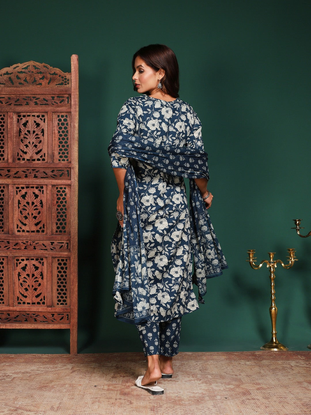 Printed Cotton Blend Kurta With Pant &amp; Dupatta