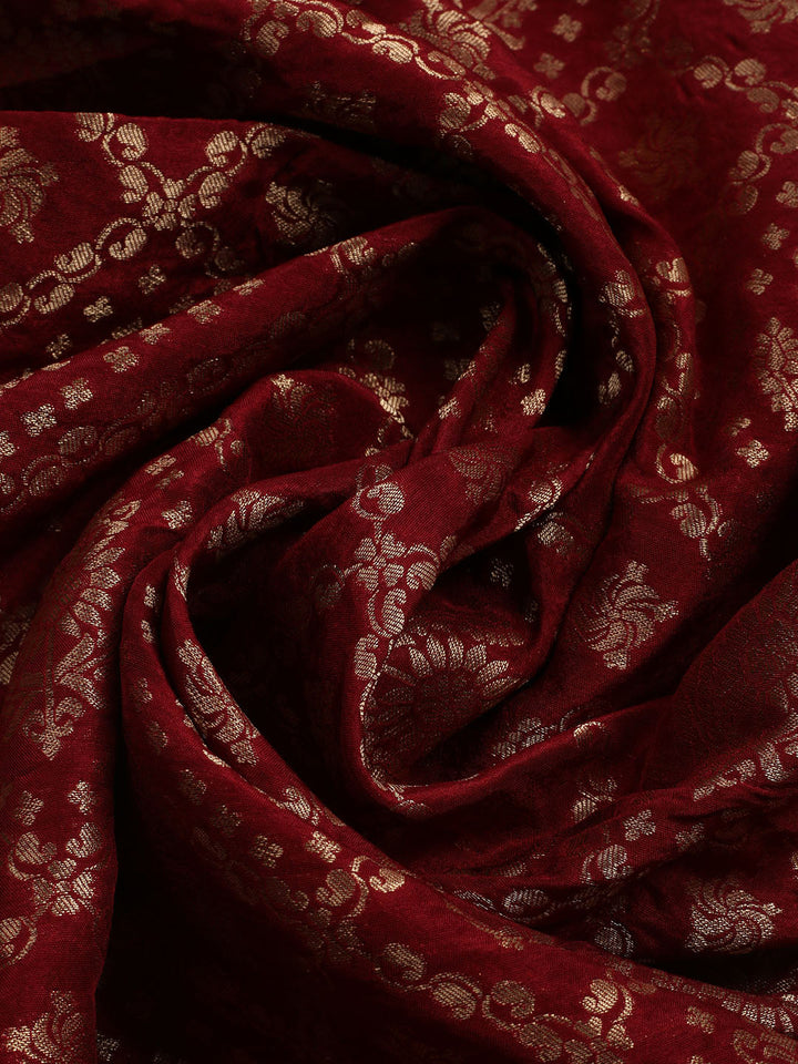Woven Design Chanderi Unstitched Suit With Dupatta