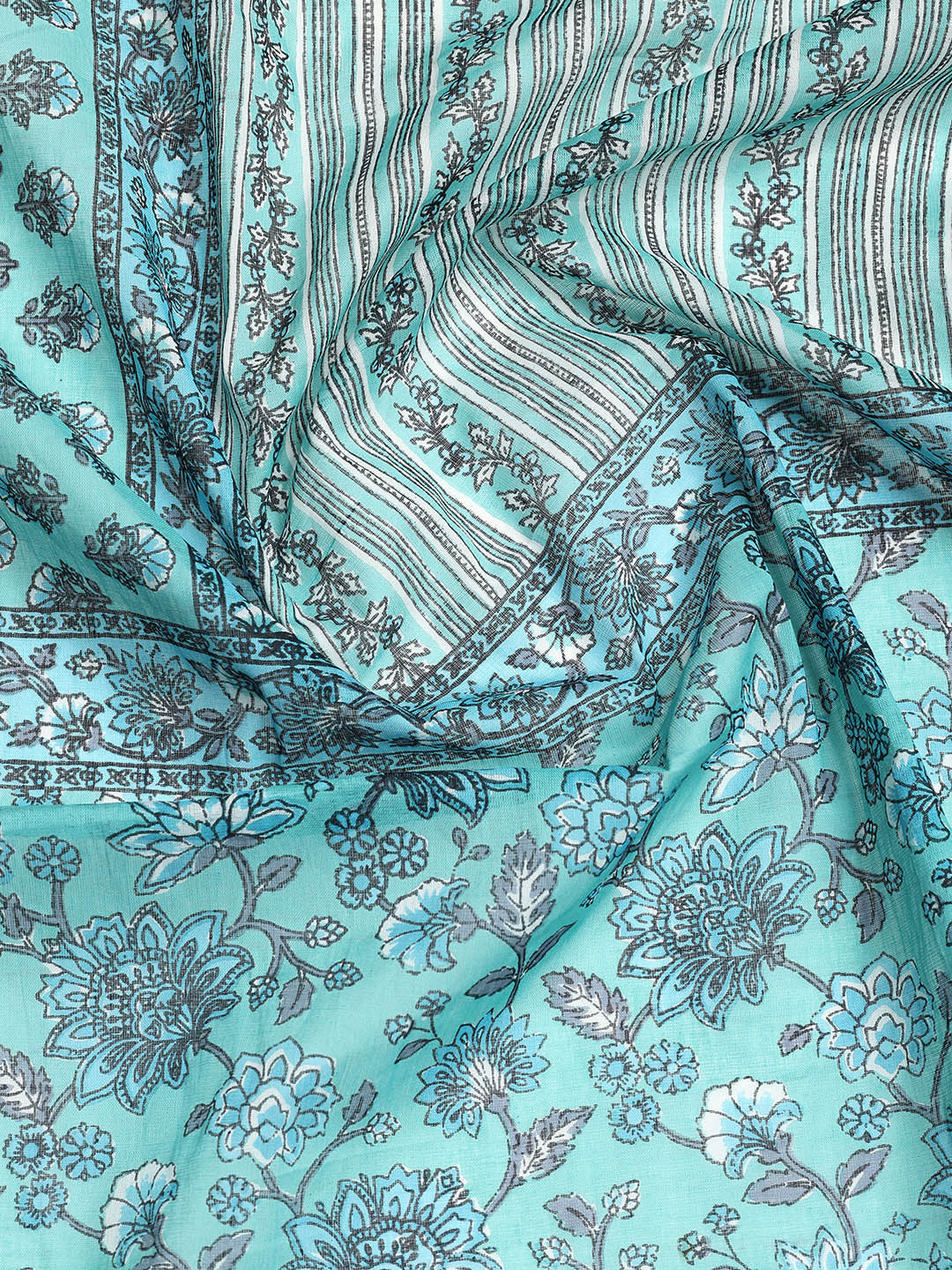 Printed Cotton Blend Unstitched Suit With Dupatta
