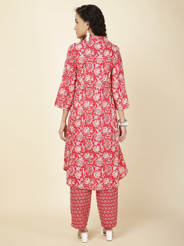 Floral Printed Cotton Kurta With Pants