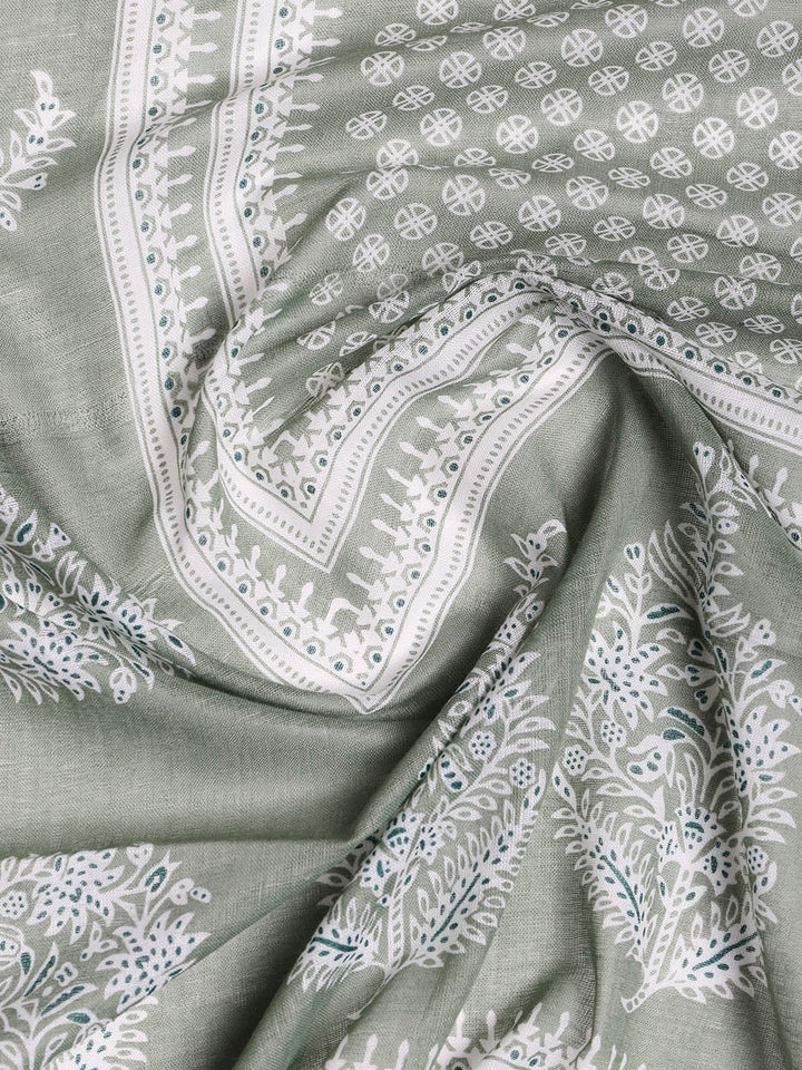 Printed Cotton Blend Unstitched Suit With Dupatta