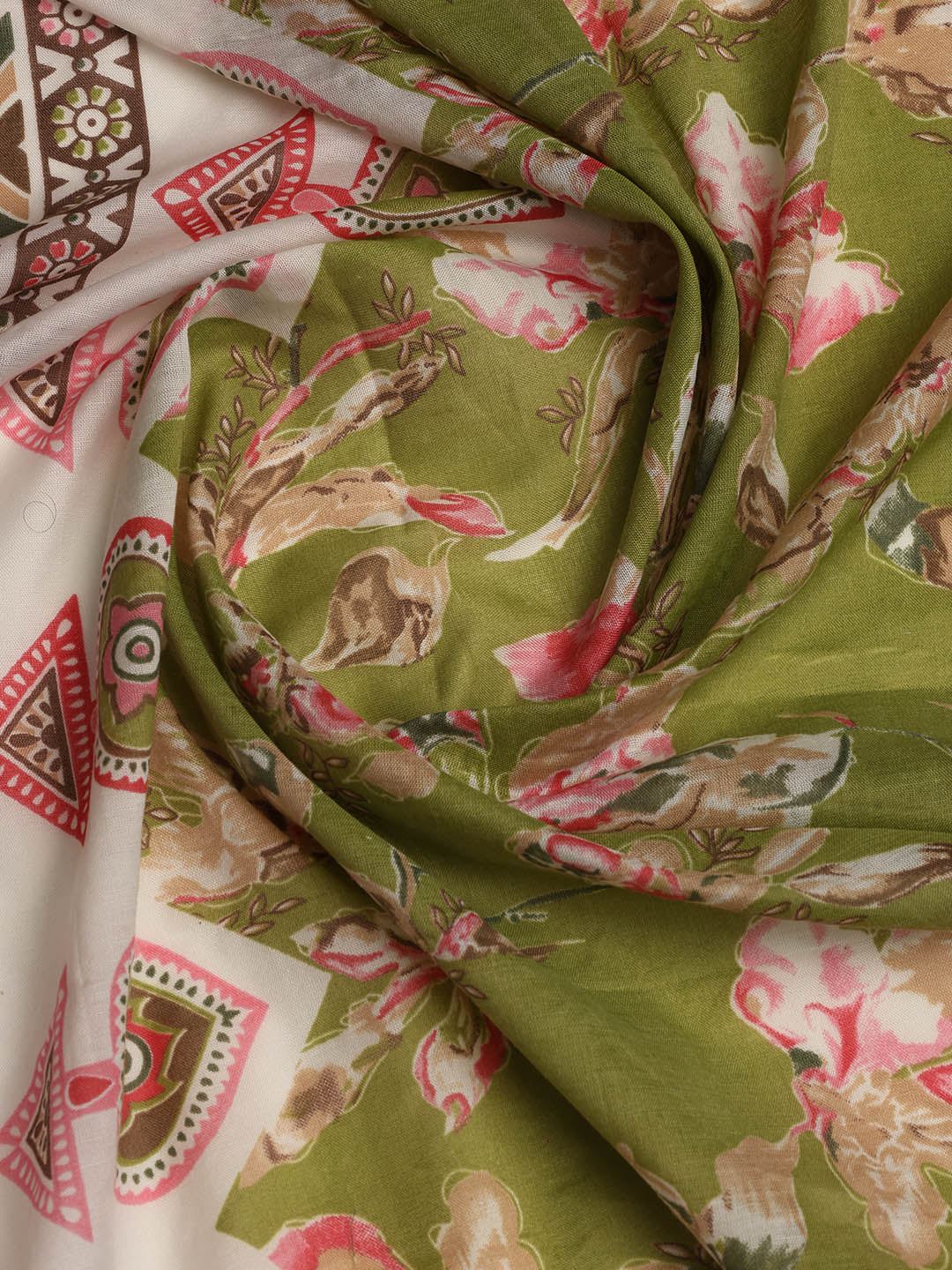 Neck Embroidered Cotton Blend Unstitched Suit With Dupatta
