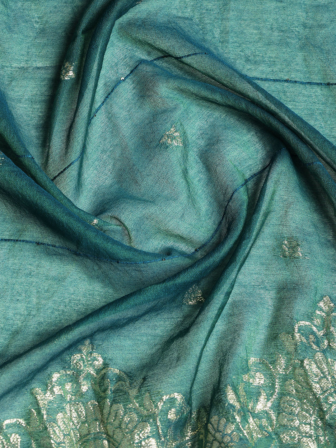 Neck Embroidered Chanderi Unstitched Suit With Dupatta