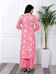 Printed Cotton Blend Kurta With Pants & Dupatta