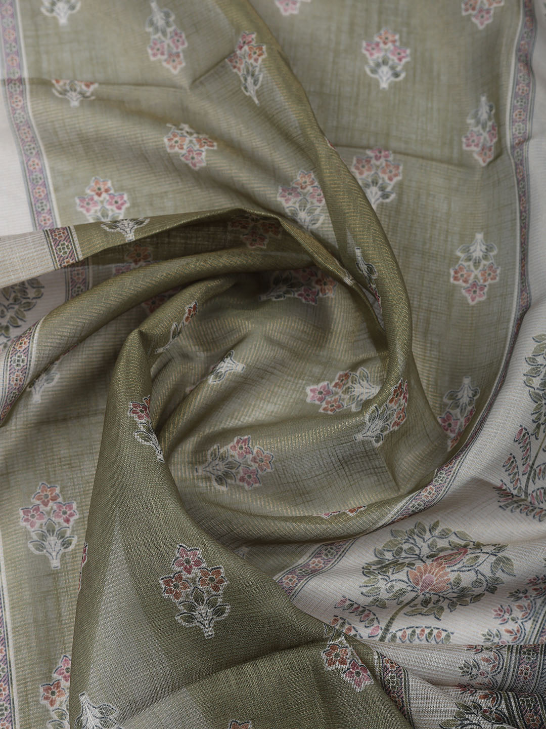 Embroidered Tissue Unstitched Suit With Pant &amp; Dupatta