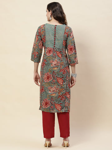 Printed Cotton Kurta With Pants