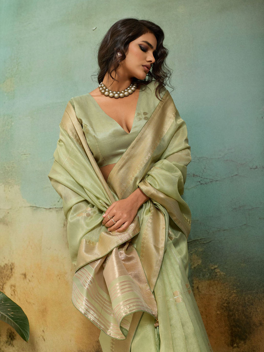 Woven Design Tissue Linen Saree