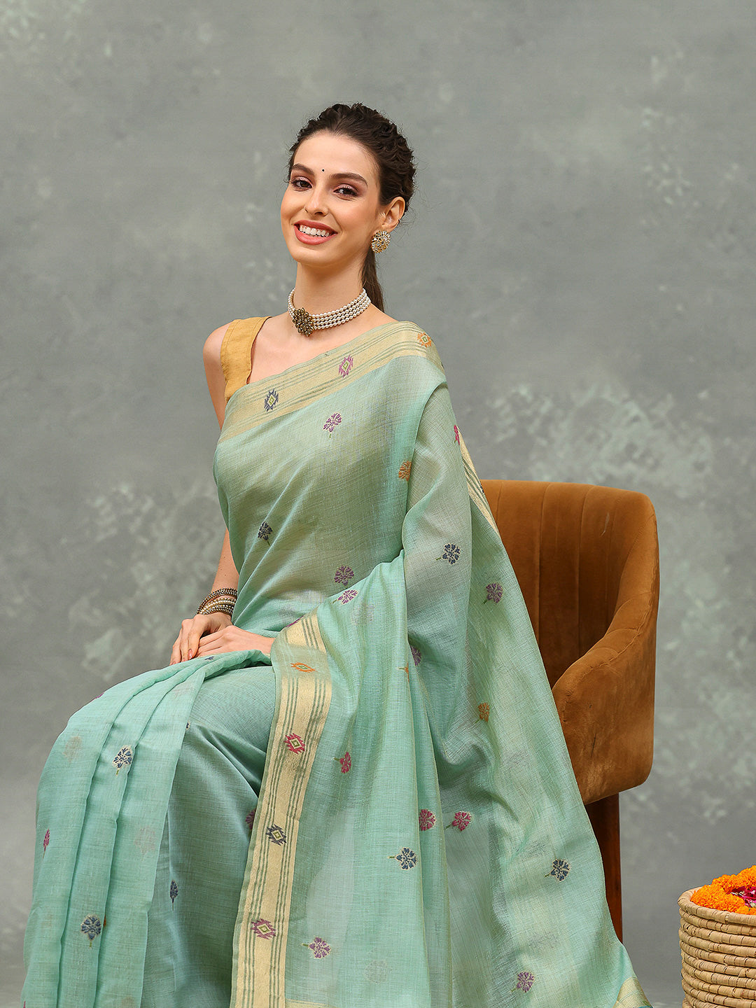 Embroidered Cotton Blend Saree