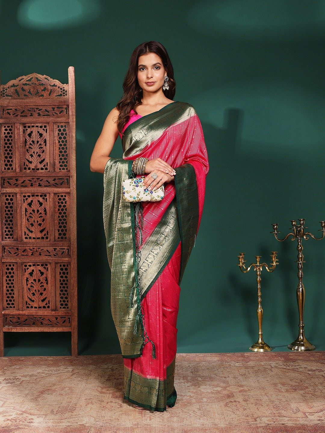 Plain Crepe Saree