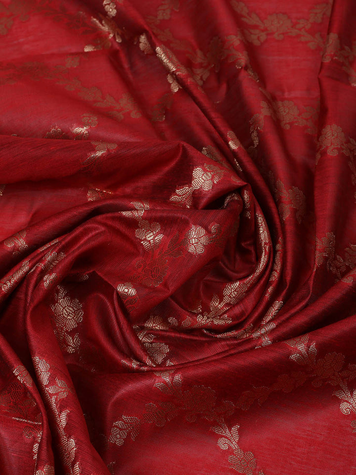 Woven Design Chanderi Unstitched Suit With Pant &amp; Dupatta