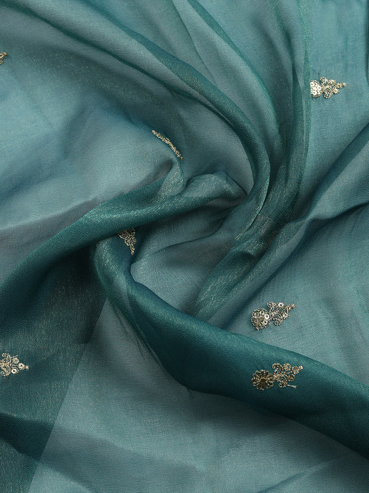 Embroidered Tissue Unstitched Suit With Pant &amp; Dupatta