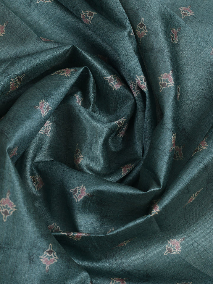 Printed Cotton Unstitched Suit With Pant &amp; Dupatta