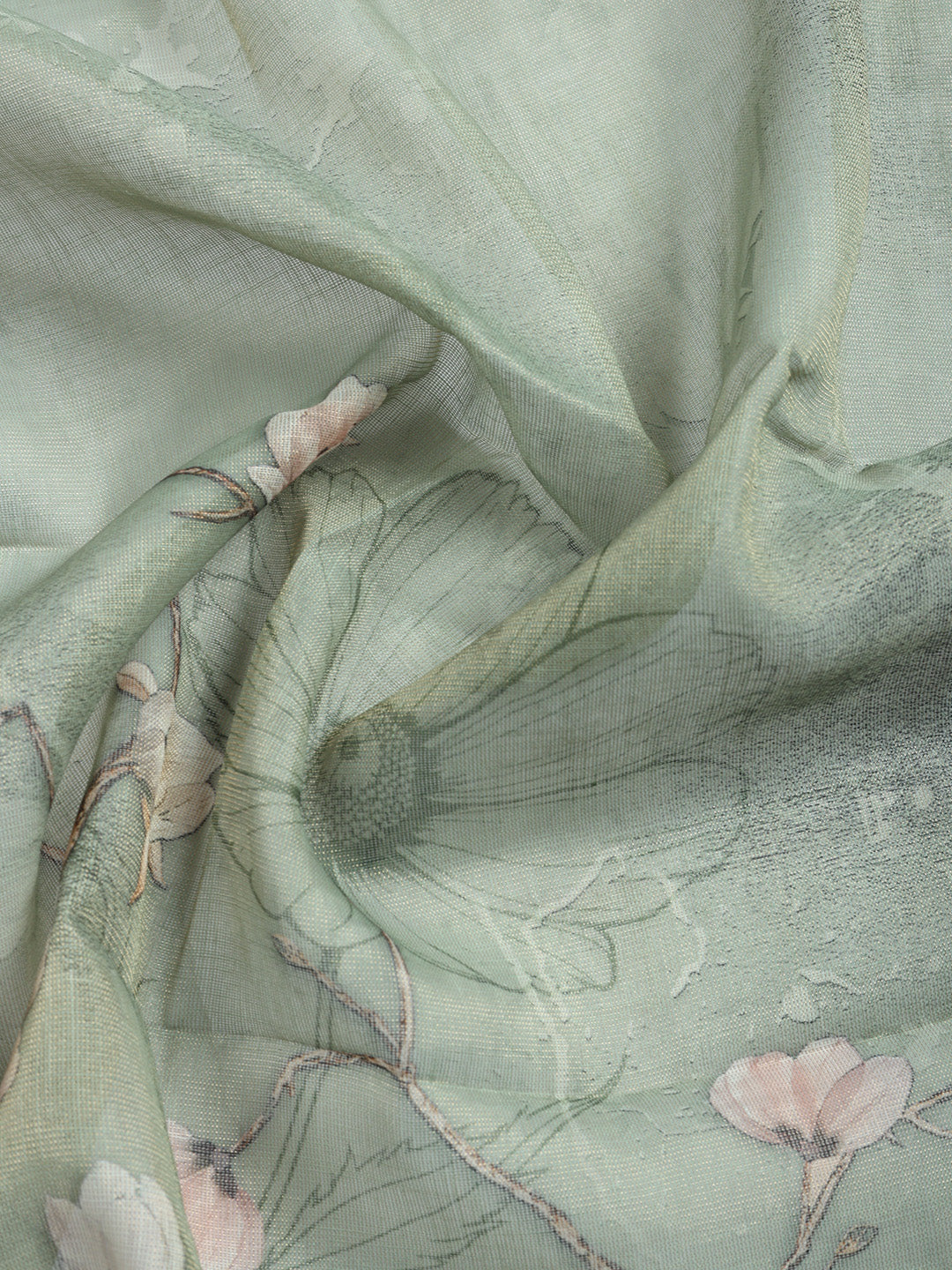 Printed Linen Blend Unstitched Suit With Pant &amp; Dupatta