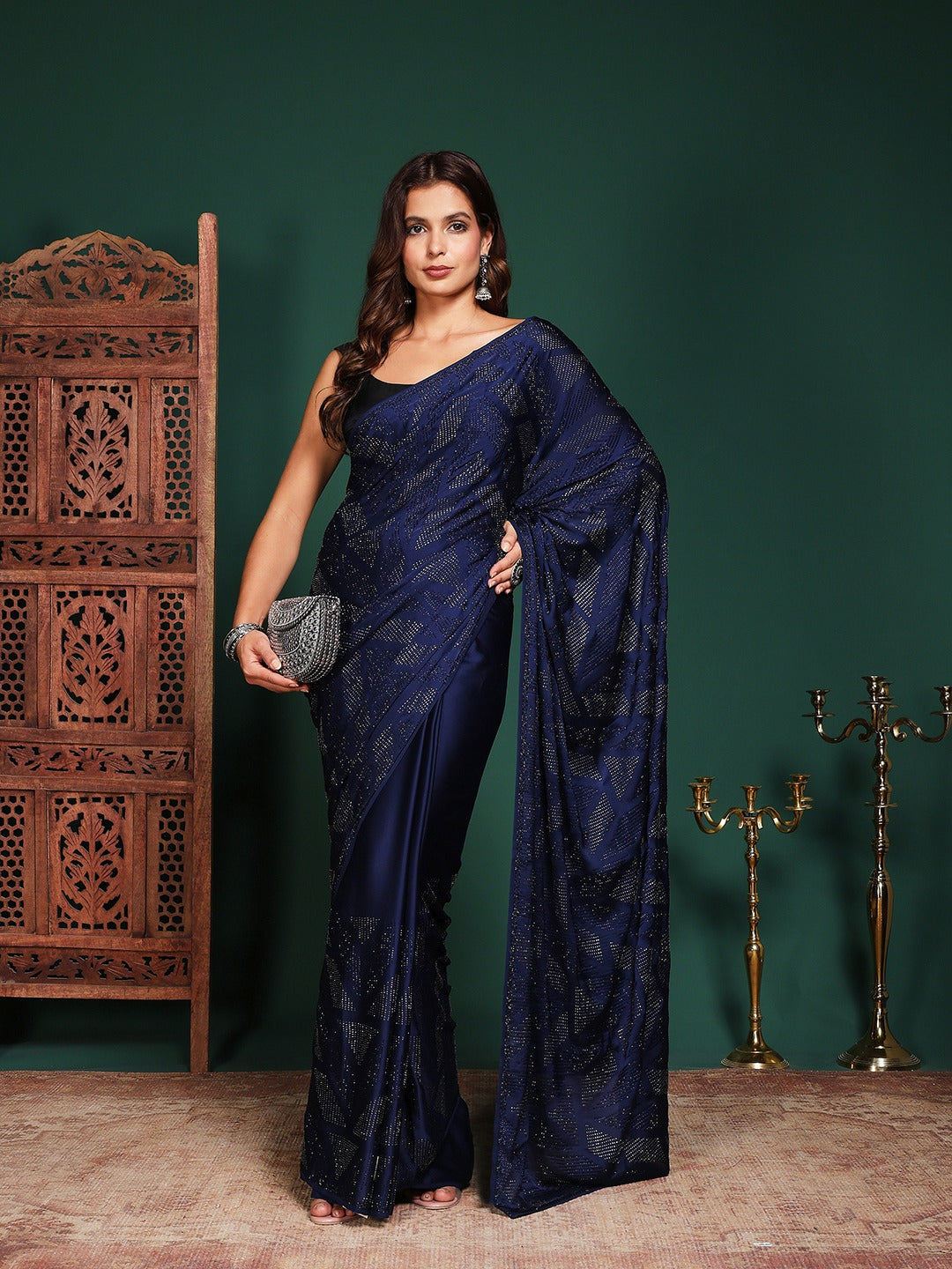 Embroidered Satin Saree