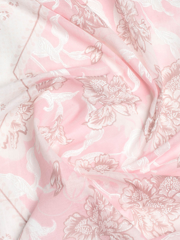 Printed Cotton Blend Unstitched Suit With Dupatta