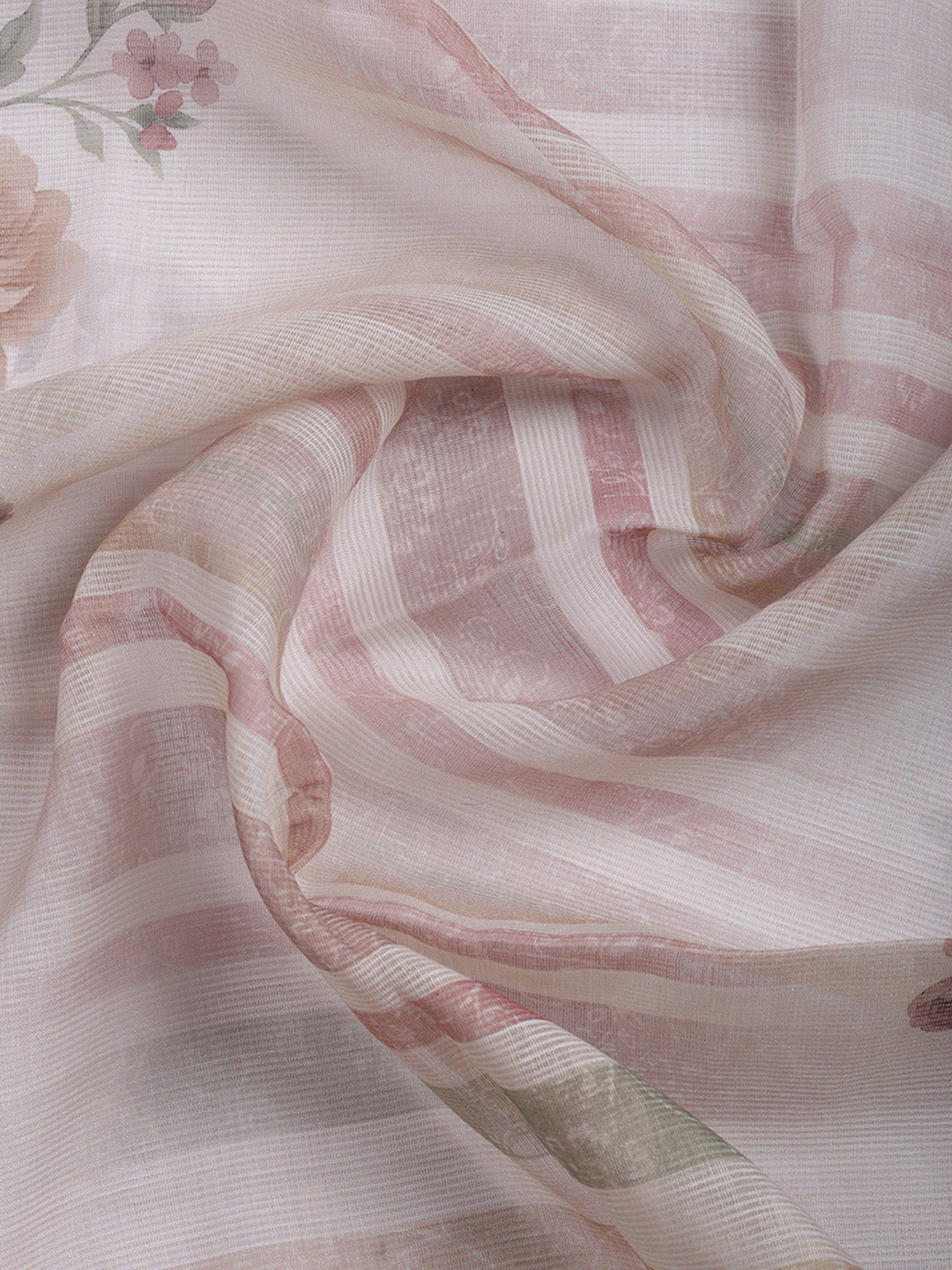 Printed Linen Blend Unstitched Suit With Pant &amp; Dupatta