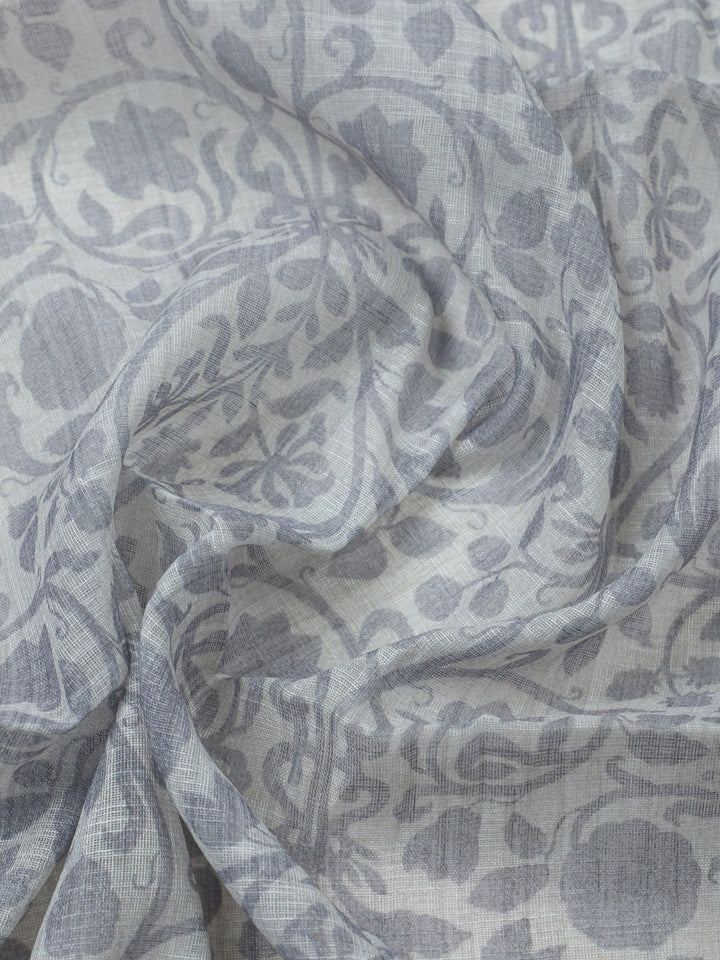 Embroidered Linen Blend Unstitched Suit With Pant &amp; Dupatta
