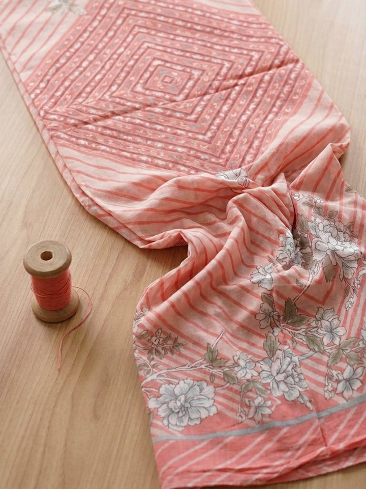 Printed Cotton Blend Unstitched Suit With Pant &amp; Dupatta