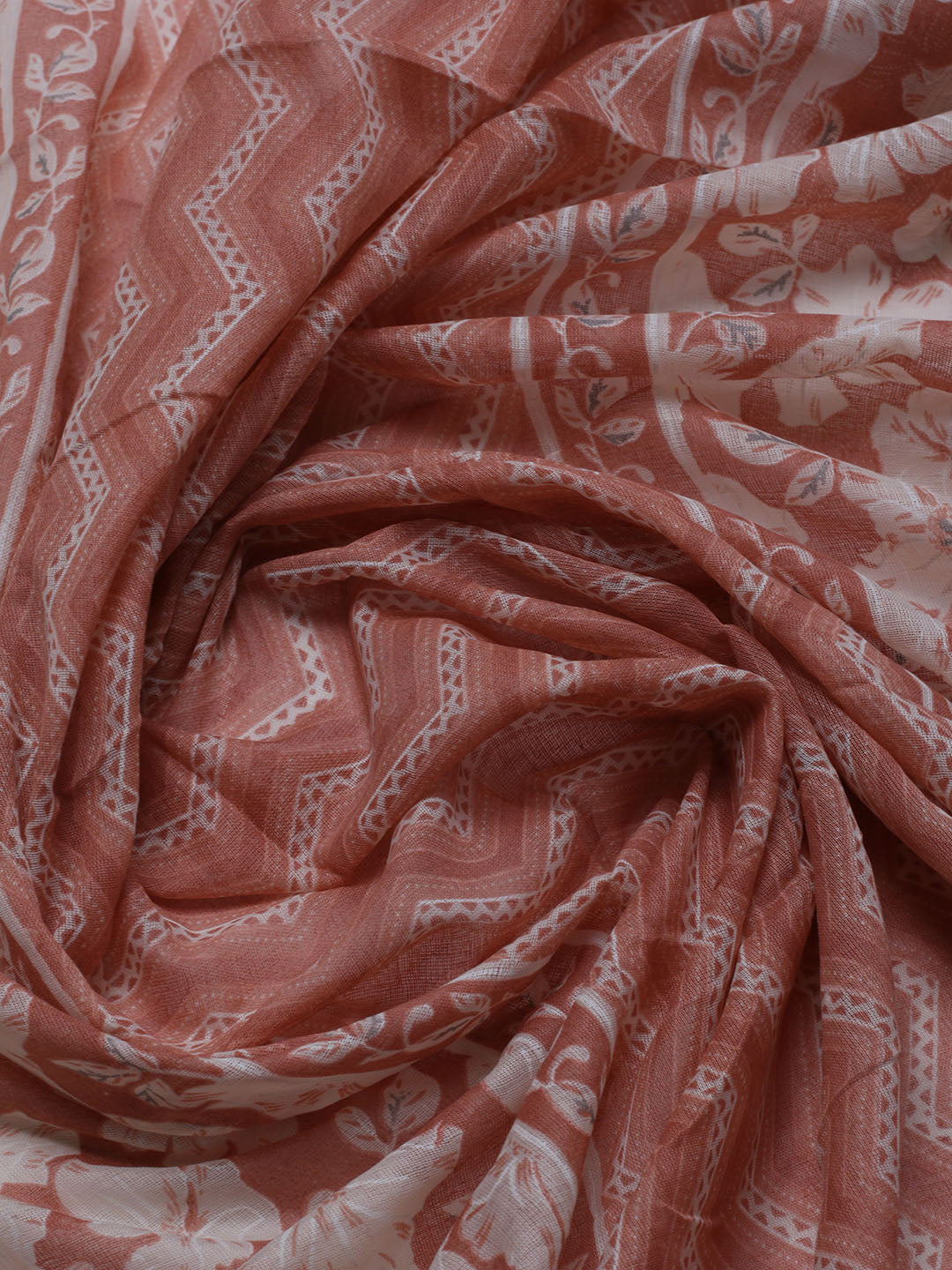 Printed Cotton Blend Unstitched Suit With Dupatta
