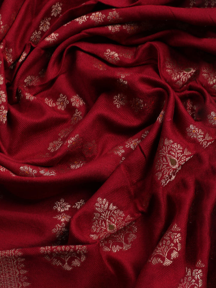 Pashmina Woven Design Unstitched Kurta With Pant &amp; Dupatta