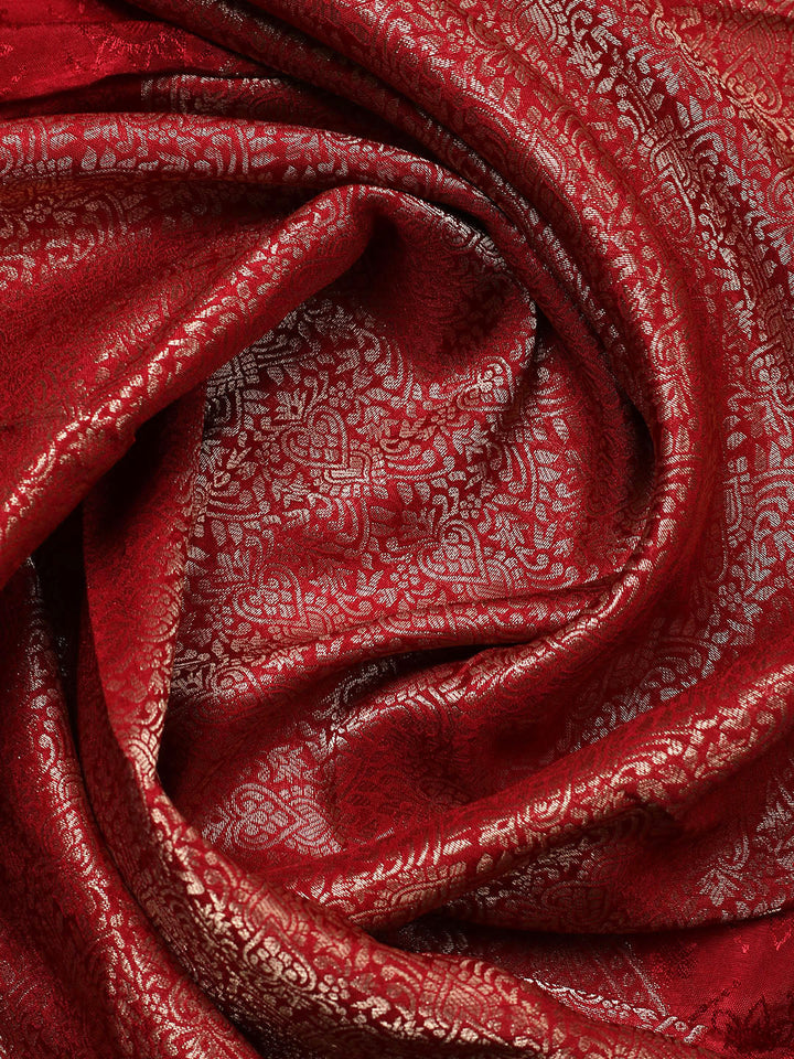 Embroidered Chanderi Unstitched Suit With Pant &amp; Dupatta