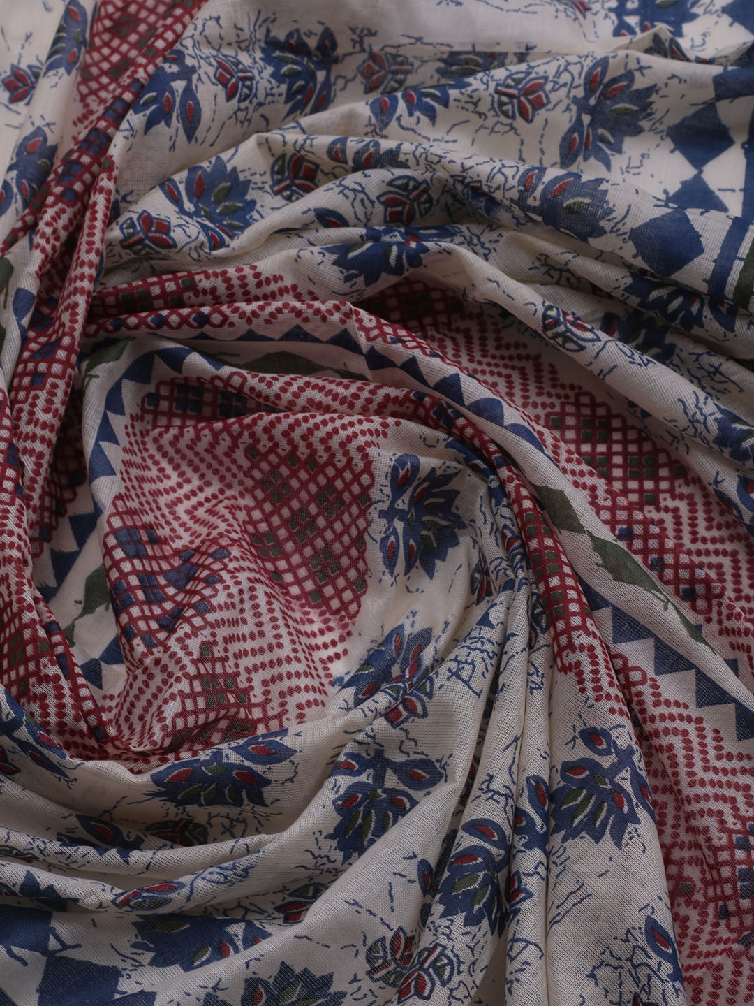 Printed Cotton Blend Unstitched Suit With Dupatta