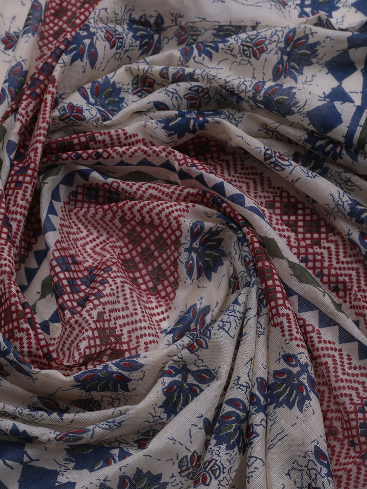 Printed Cotton Blend Unstitched Suit With Dupatta