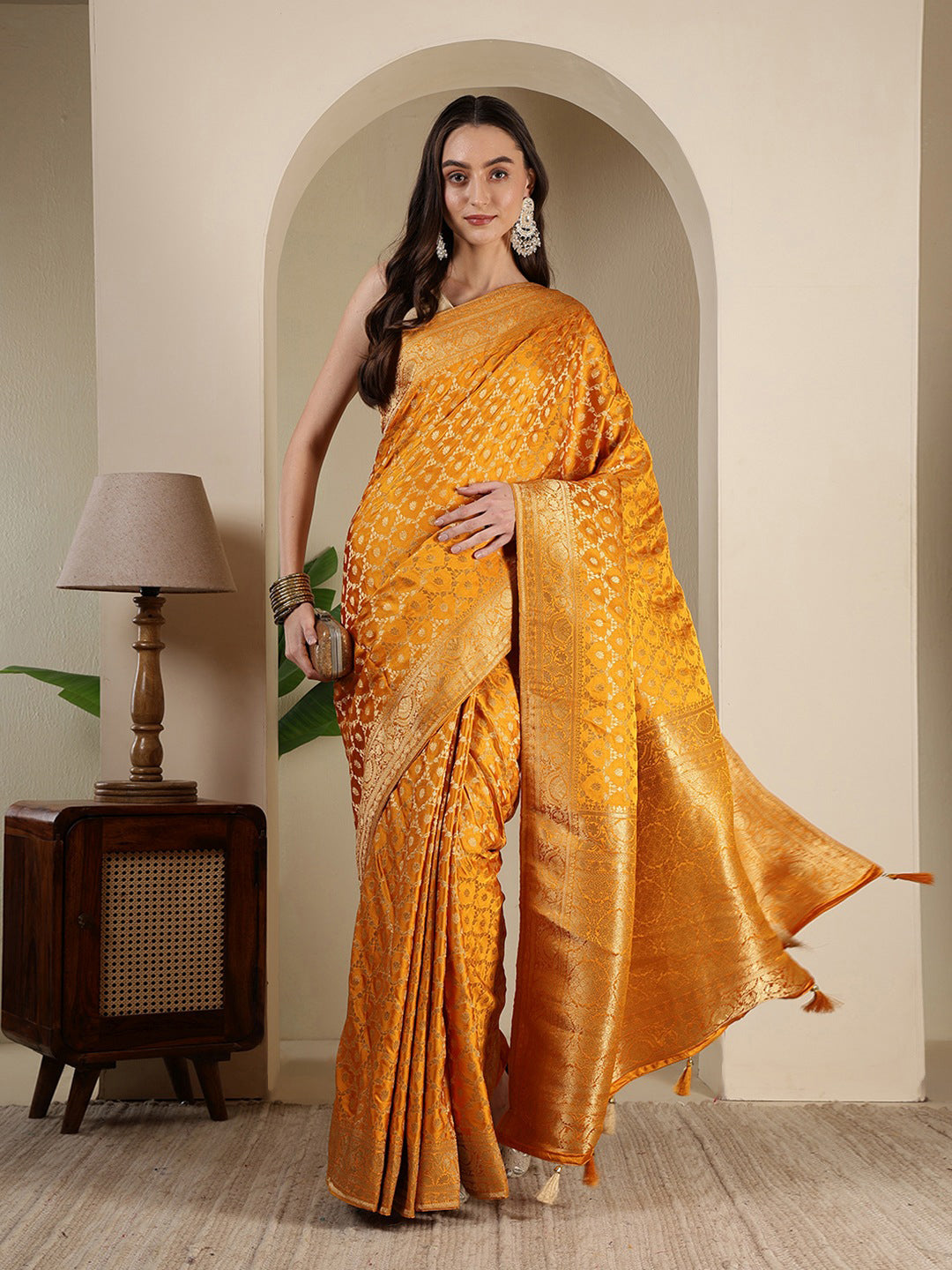 Woven Design Satin Saree
