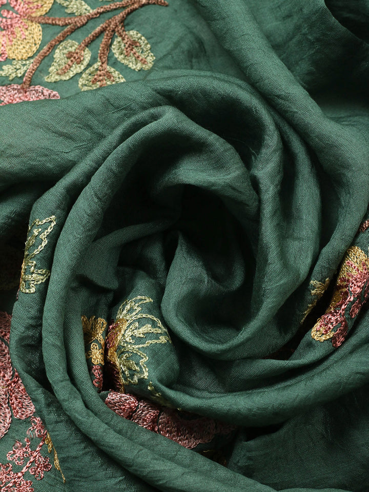 Embroidered Muslin Unstitched Suit With Pant &amp; Dupatta