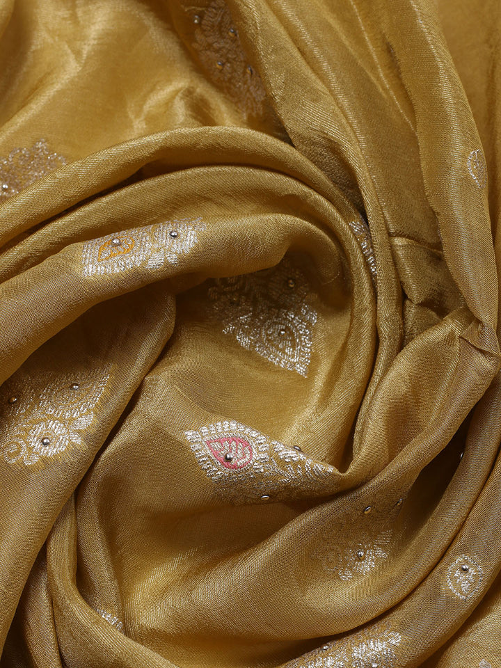 Woven Design Tissue Unstitched Suit With Pant &amp; Dupatta
