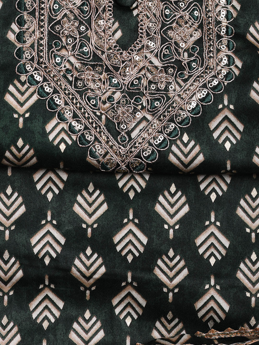 Neck Embroidered Cotton Blend Unstitched Suit With Dupatta