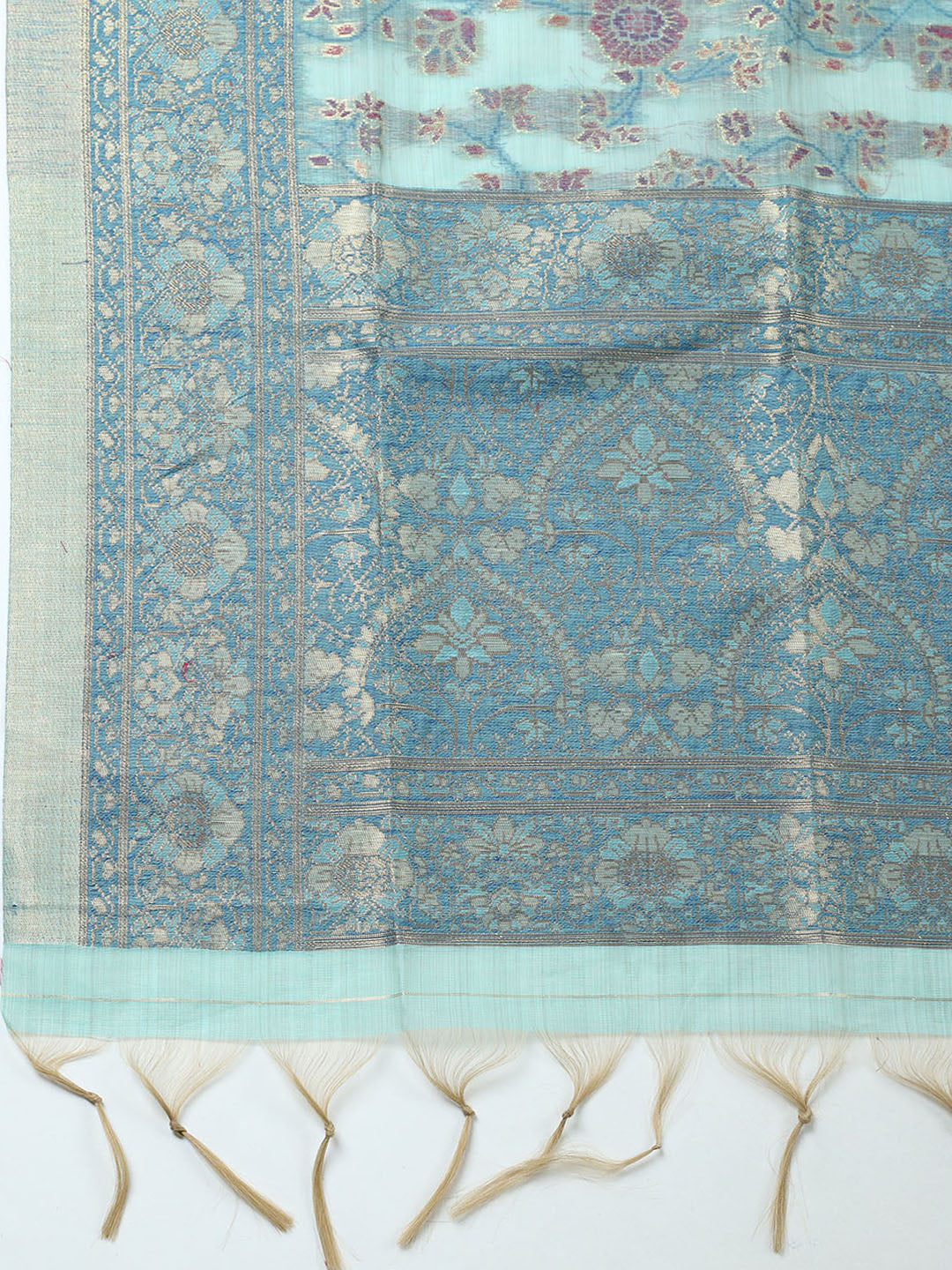 Embroidered Chanderi Unstitched Suit With Pant &amp; Dupatta