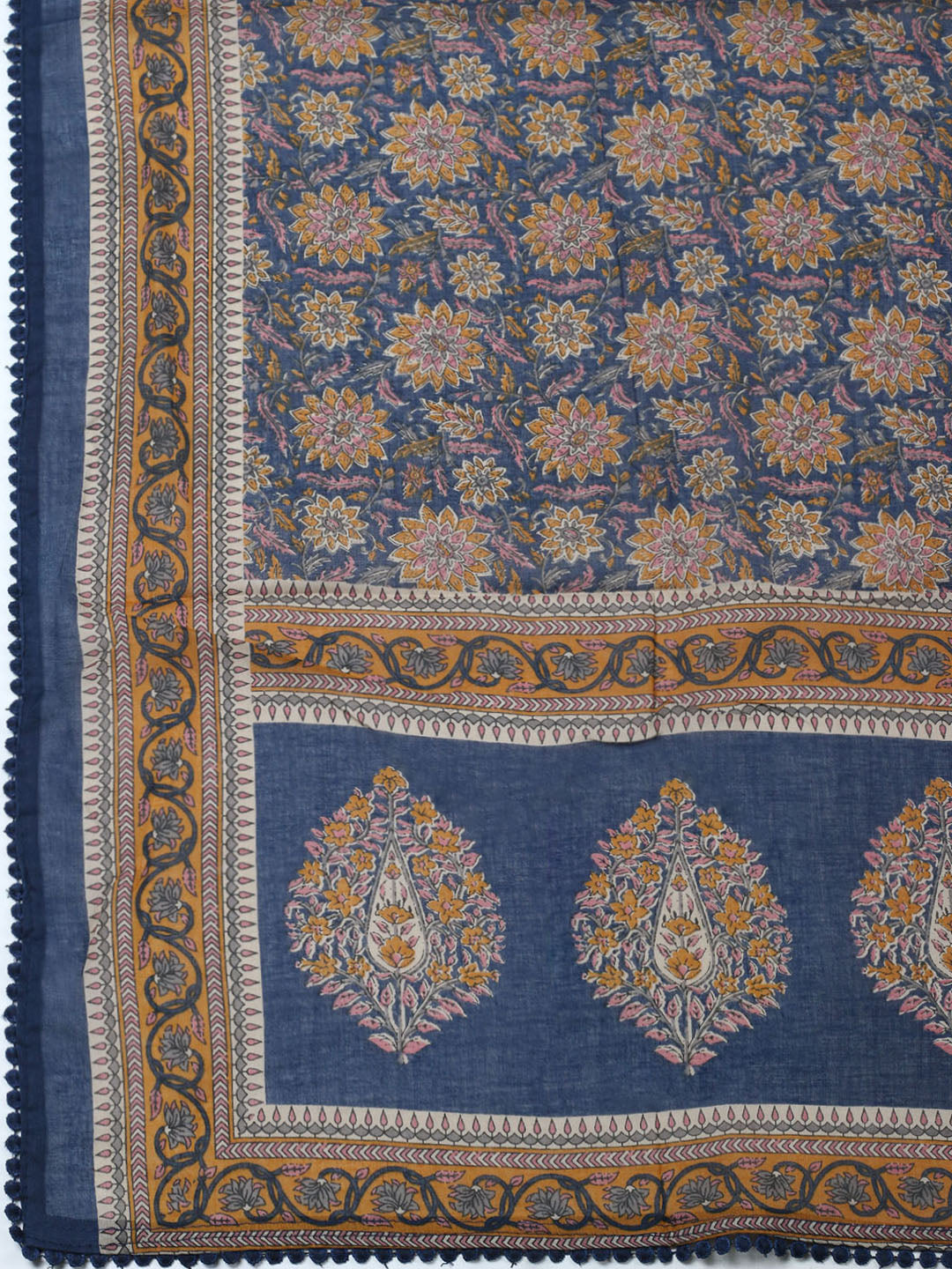 Embroidered Cotton Unstitched Suit With Pant &amp; Dupatta
